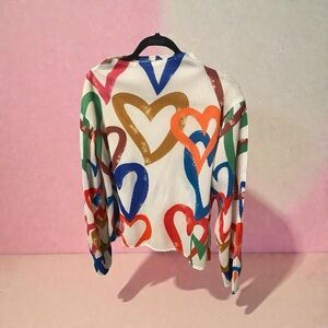 Colorful Heart Print Long Sleeve Top